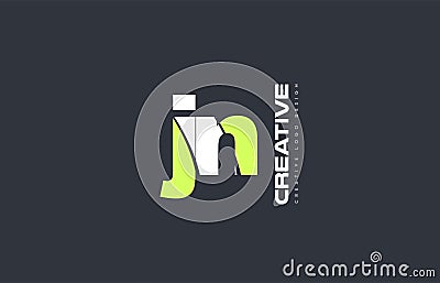 green letter jn j n combination logo icon company design joint j Vector Illustration