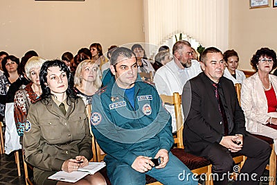 Joint meeting of the medical staff and emergency workers of the Republic of Belarus in the Gomel region. Editorial Stock Photo