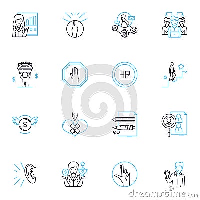Joint operation linear icons set. Collaboration, Unified, Cohesion, Coordinated, Convergence, Integration, Synergy line Vector Illustration