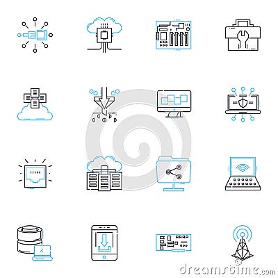Joint partnetship linear icons set. Collaboration, Alliance, Fusion, Unity, Synergy, Partnership, Joint line vector and Vector Illustration