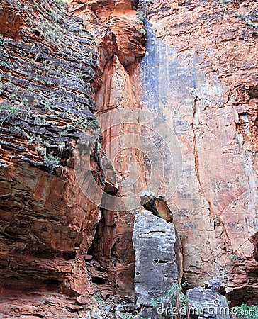 Fallen Rock in a Gorge in the Bungle Bungles Western Australia Stock Photo