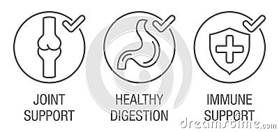 Joint Support, Healthy Digestion, Immune Support Vector Illustration
