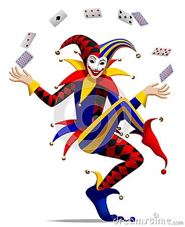 Joker with playing cards Vector Illustration