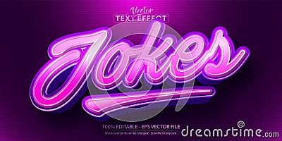 Jokes text, cartoon style editable text effect Vector Illustration