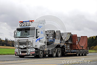 Renault Premium Wide Load Transport on Highway Editorial Stock Photo