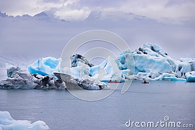 Jokulsarlon Glacier Lagoon Big Floating Icebergs in Jokulsarlon, Iceland Editorial Stock Photo