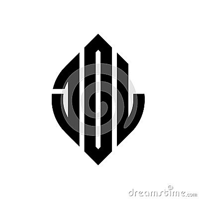 JOL circle letter logo design with circle and ellipse shape. JOL ellipse letters with typographic style. The three initials form a Vector Illustration