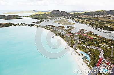 Jolly Beach Aerial View, Antigua Stock Photo