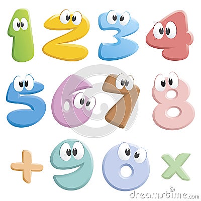 Jolly Cartoon Numbers Vector Illustration