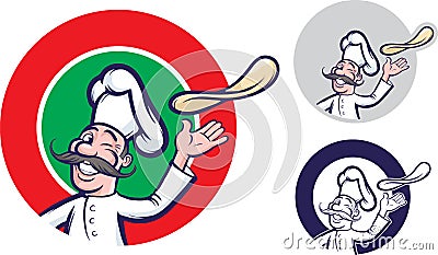 Jolly pizza chef Vector Illustration