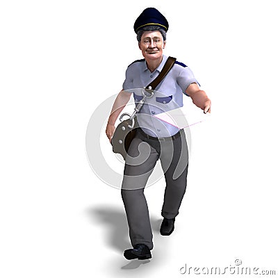 Jolly postman hands you a letter Stock Photo