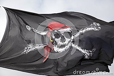 Jolly roger pirate flag Stock Photo