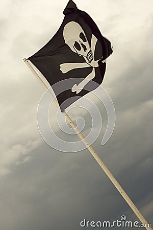 Jolly Roger pirate flag Stock Photo