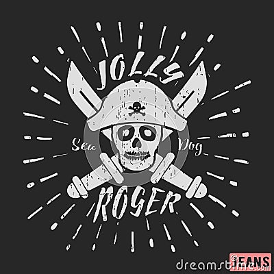 Jolly roger pirate vintage stamp Vector Illustration