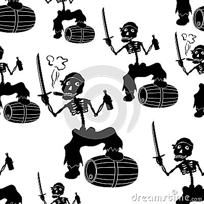 Jolly Roger Skeleton Seamless Vector Illustration