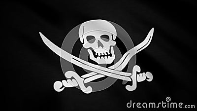 Jolly Roger is traditional English name for flags flown to identify pirate ship about to attack. Animation of the pirate Stock Photo