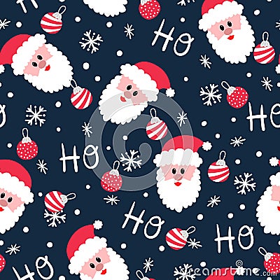 Jolly Santa Ho Ho Ho Christmas seamless pattern Vector Illustration