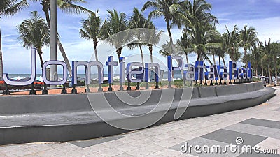 Jomtien Beach Pattaya. Beggining. New Sign. Stock Photo