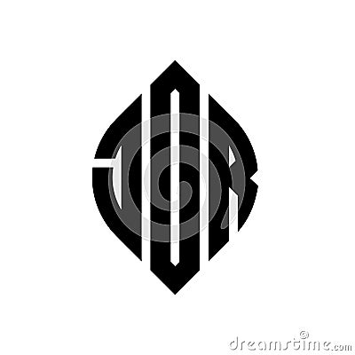 JOR circle letter logo design with circle and ellipse shape. JOR ellipse letters with typographic style. The three initials form a Vector Illustration