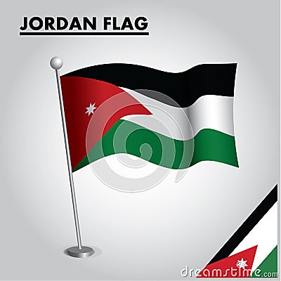 JORDAN flag National flag of JORDAN on a pole Vector Illustration