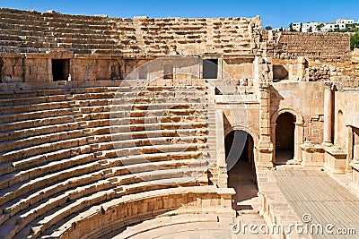 Jordan. The greco roman city of Gerasa Jerash. The theatre Stock Photo