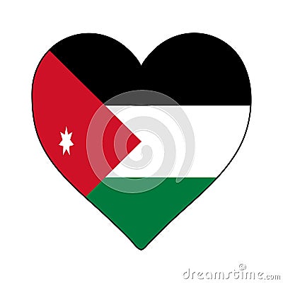 Jordan Heart Shape Flag. Love Jordan. Visit Jordan. Middle East. Western Asia. Asia. Vector Illustration Graphic Vector Illustration