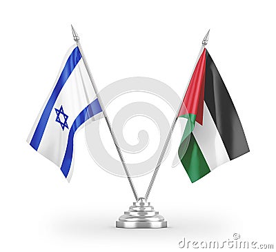 Jordan and Israel table flags isolated on white 3D rendering Stock Photo