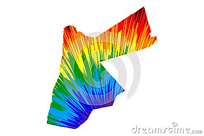 Jordan - map is designed rainbow abstract colorful pattern, Hashemite Kingdom of Jordan map made of color explosion Vector Illustration