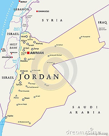 Jordan Political Map Vector Illustration