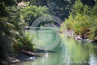 Jordan River, place of baptism Stock Photo