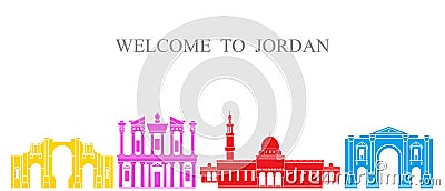 Jordan set. Isolated Jordan architecture on white background Vector Illustration