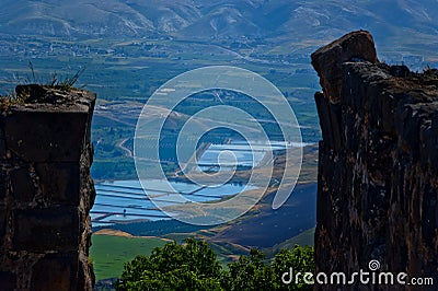 Jordan Valley landscape from Belvoir Fortress Stock Photo