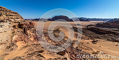 Jordan Wadi Rum landscapes, Desert Tourist Location Stock Photo