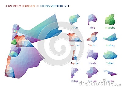 Jordanian low poly regions. Vector Illustration