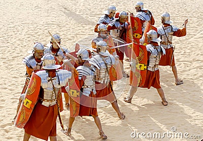Jordanian men dress as Roman soldier Editorial Stock Photo