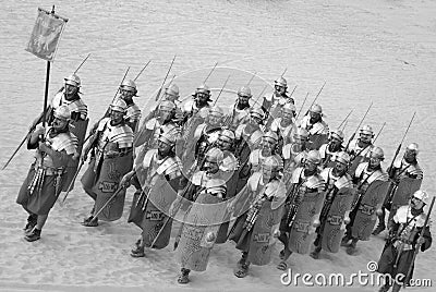 Jordanian men dress as Roman soldier Editorial Stock Photo