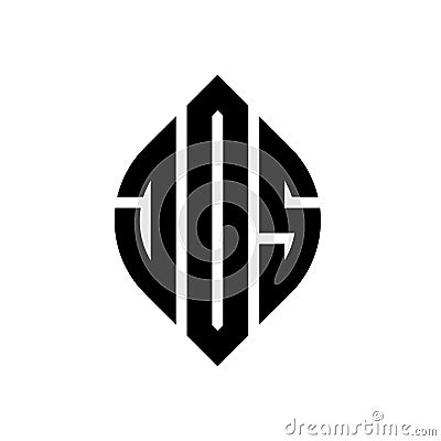 JOS circle letter logo design with circle and ellipse shape. JOS ellipse letters with typographic style. The three initials form a Vector Illustration