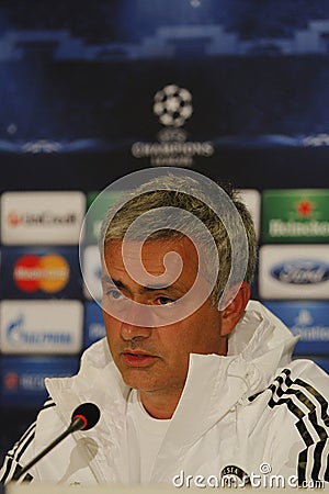 Jose Mourinho of Chelsea - Press Conference Editorial Stock Photo