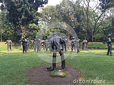 Jose Rizal execution Statue at Rizal Park in Manila, Philippines Editorial Stock Photo