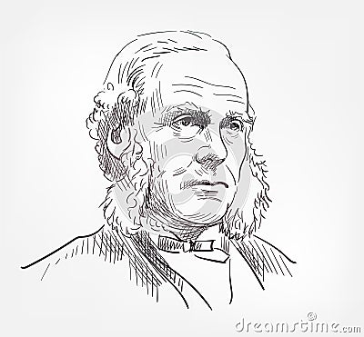 Joseph Lister famous British surgeon, experimental pathologist physician medical scientist vector sketch illustration Vector Illustration