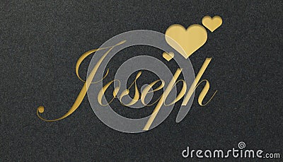 Joseph Name Card: Golden Shining Elegance Stock Photo