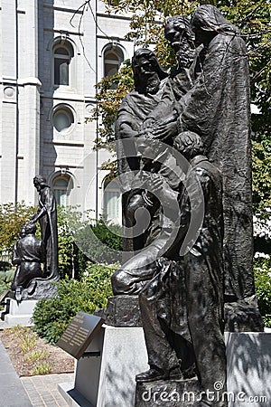 Joseph Smith Priesthood Statue in Salt Lake City, Utah Editorial Stock Photo