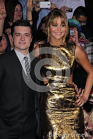 Josh Hutcherson,Jennifer Lawrence Editorial Stock Photo