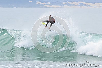 Josh Kerr surfing at Jeffrey`s Bay Editorial Stock Photo