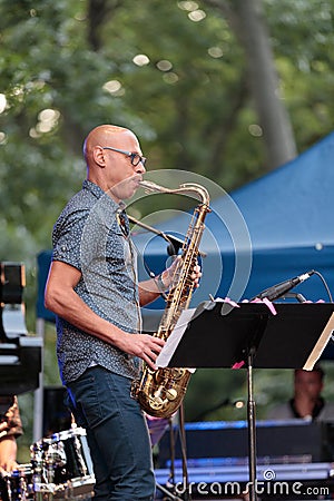 Joshua Redman at the Charlie Parker Jazz Festival in Manhattan, 2017 Editorial Stock Photo