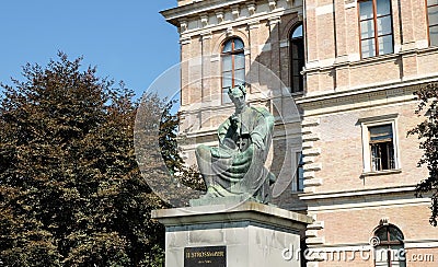 Josip Juraj Strossmayer bishop and benefactor monument at Strossmayer Square park in Zagreb Stock Photo