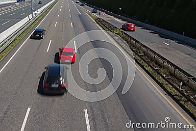 Jostling car running on a german autobahn Stock Photo