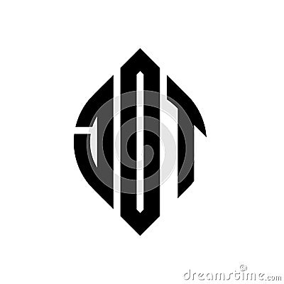 JOT circle letter logo design with circle and ellipse shape. JOT ellipse letters with typographic style. The three initials form a Vector Illustration