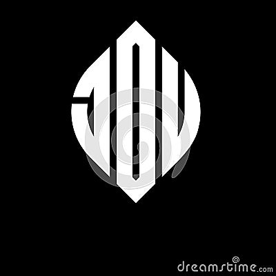 JOU circle letter logo design with circle and ellipse shape. JOU ellipse letters with typographic style. The three initials form a Vector Illustration