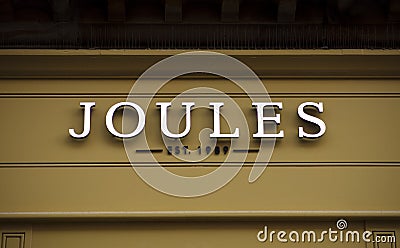 Joules sign in the city centre, Nottingham Editorial Stock Photo